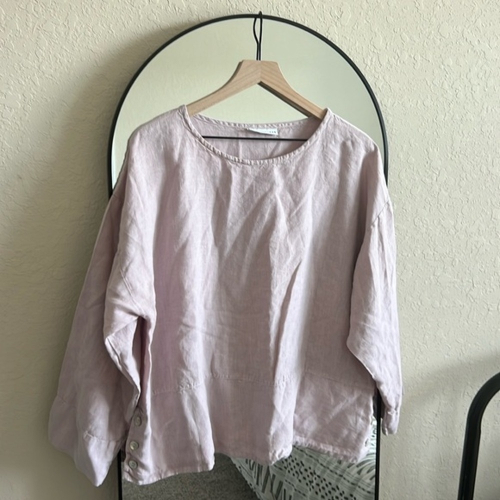 bryn Walker Pale Lavender Linen Blouse